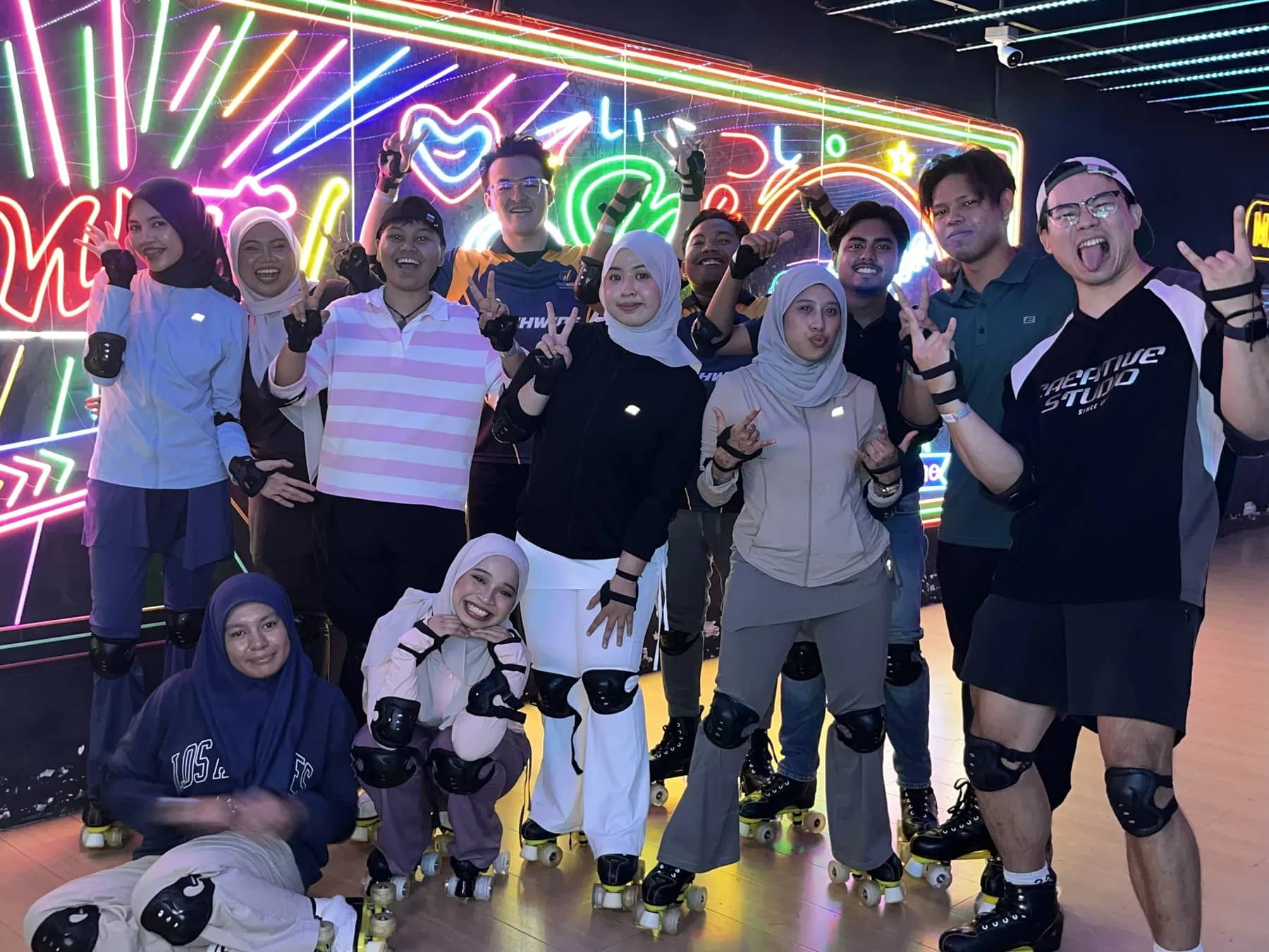 The crew in roller skates